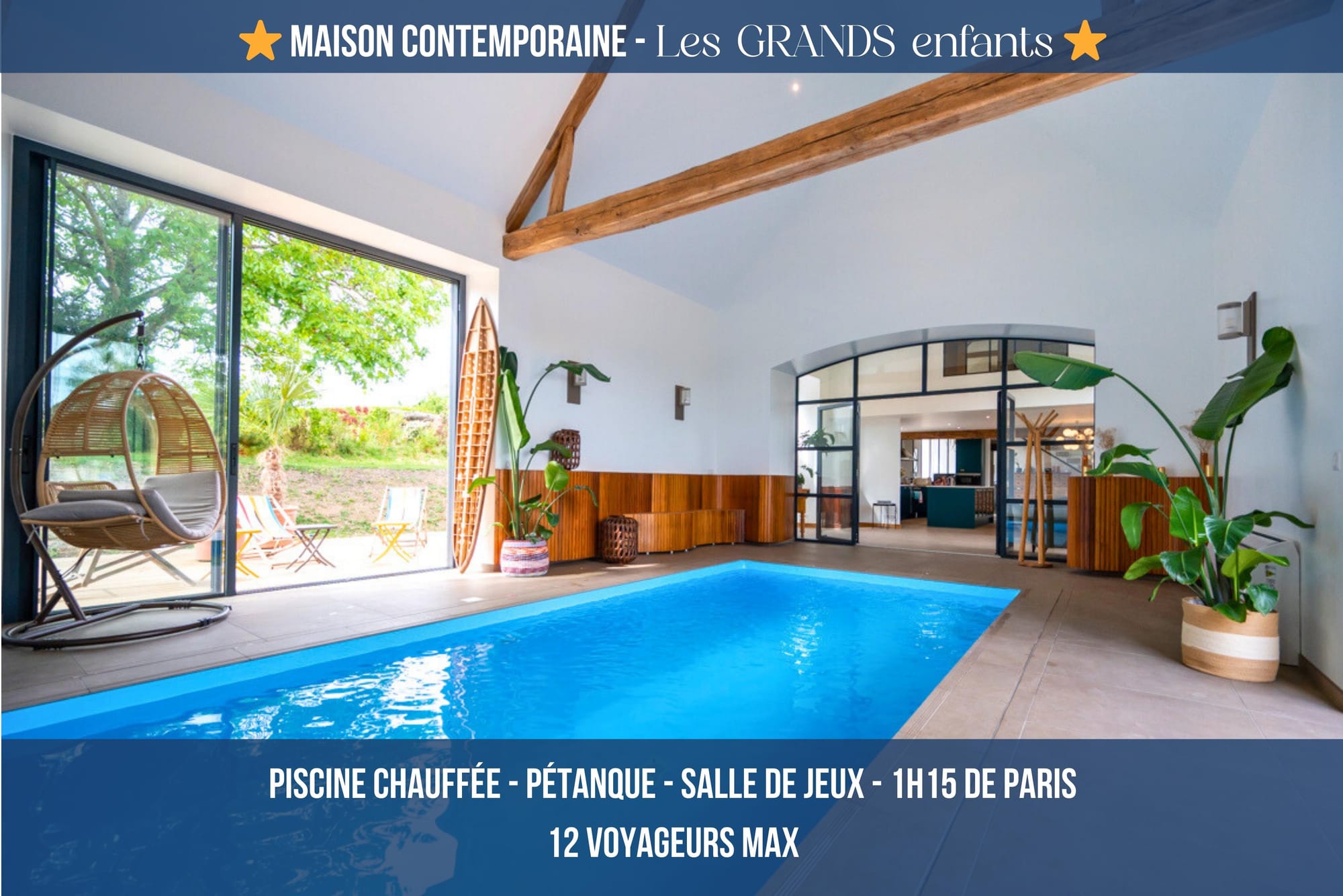 ⭐Les GRANDS enfants⭐ - A 1h15 de Paris, Piscine chauffée, Pétanque & Jeux