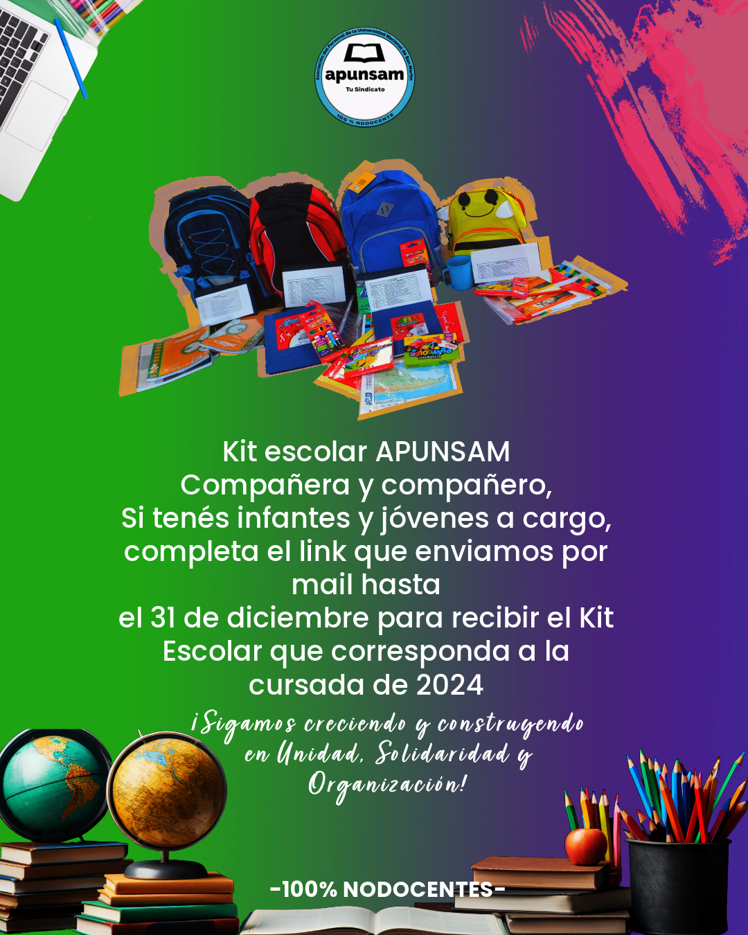 Kit escolar APUNSAM