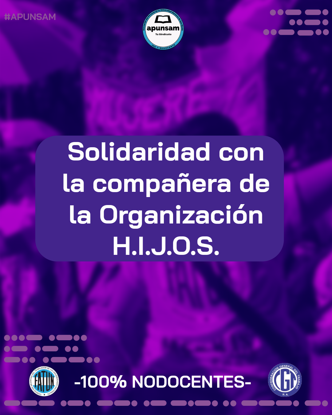 Solidaridad con la compañera de la Organización H.I.J.O.S.