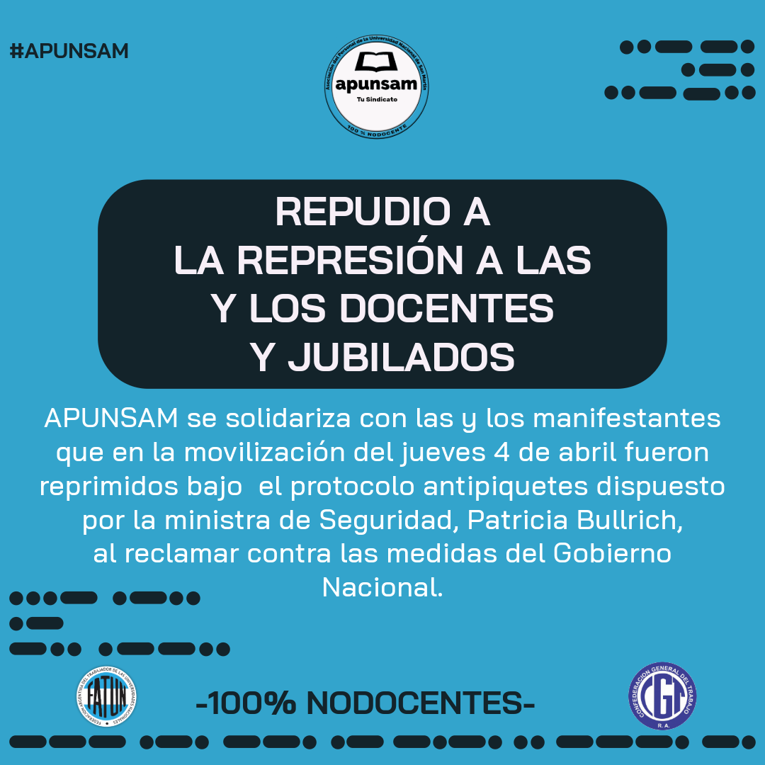 REPUDIO A LA REPRESIÓN A LAS Y LOS DOCENTES Y JUBILADOS