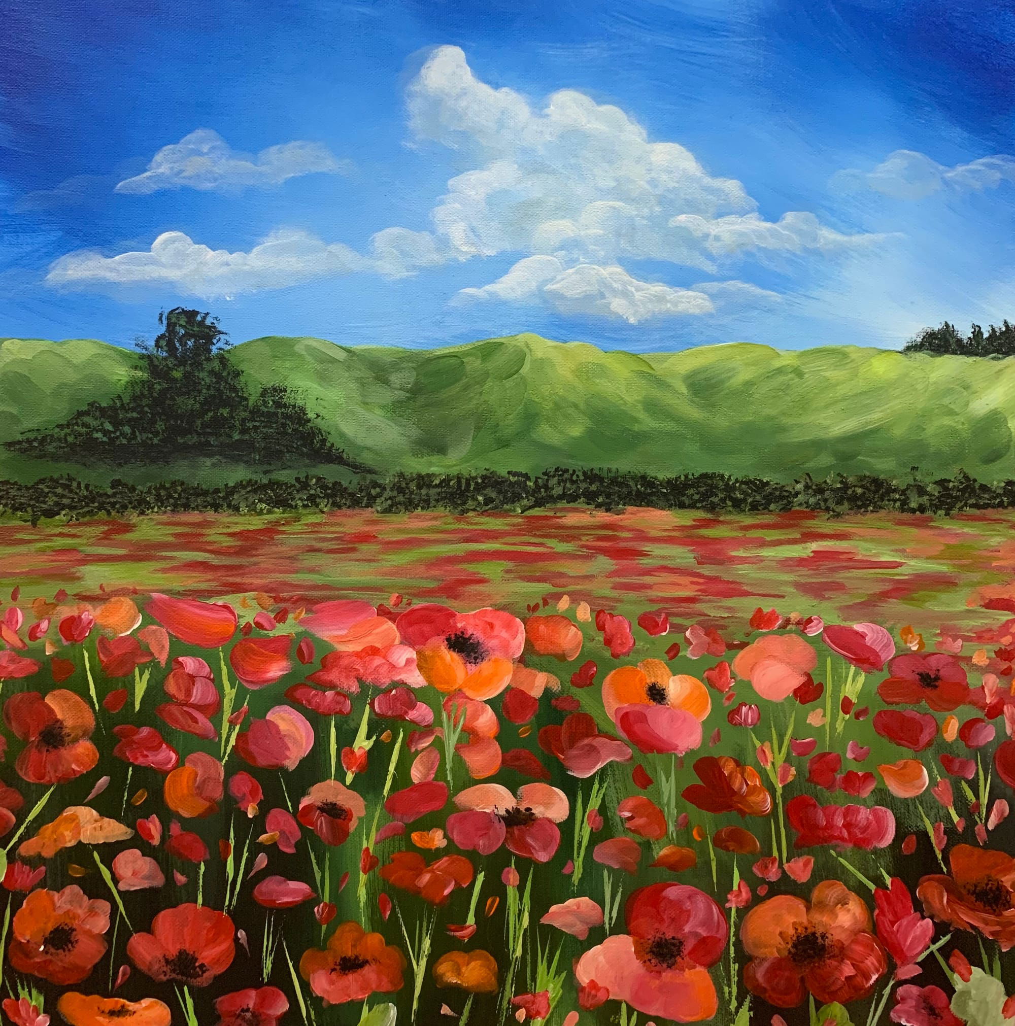 Field of Poppies Acrylic Painting