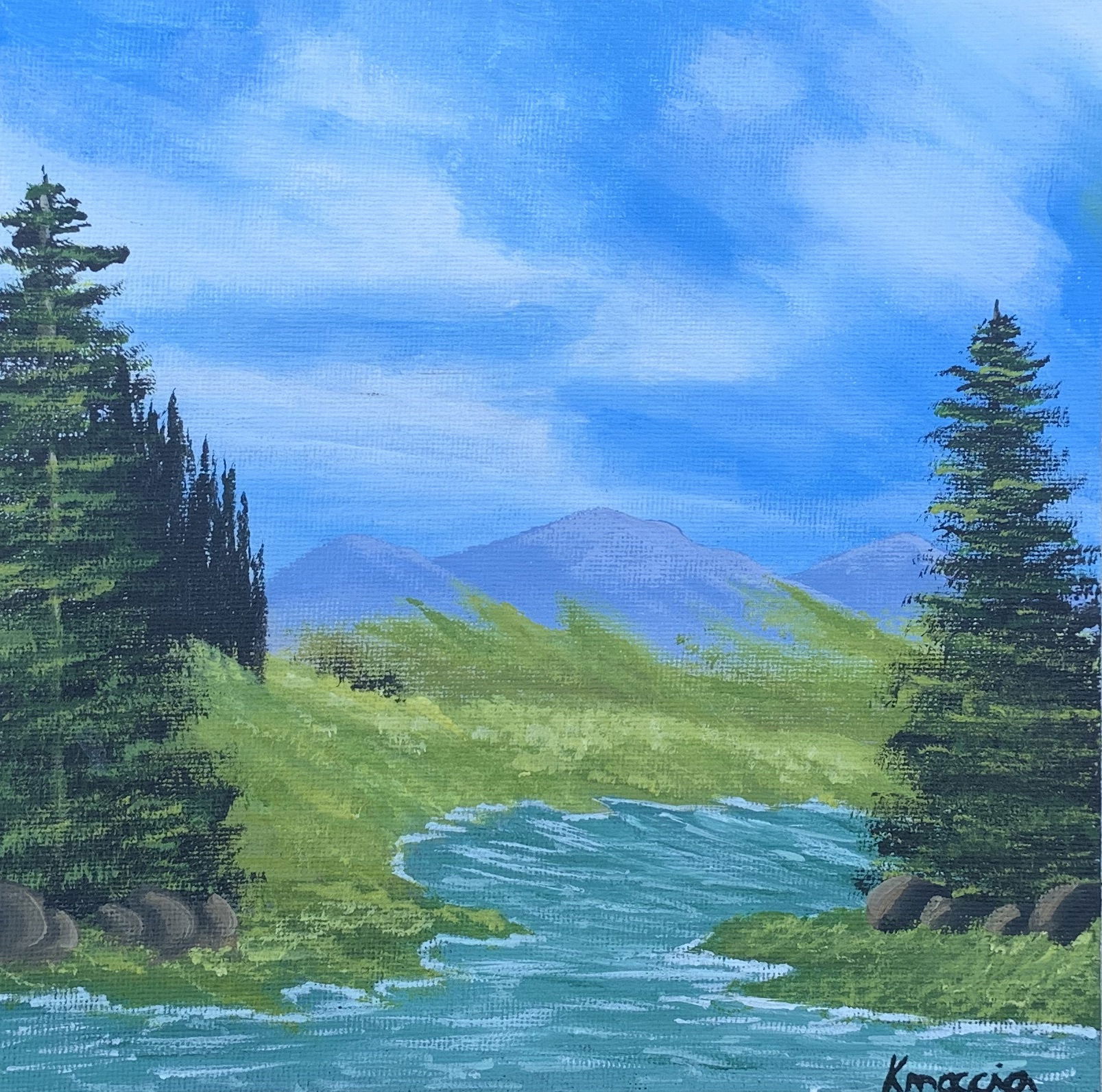 A Sunny Stream Acrylic Painting