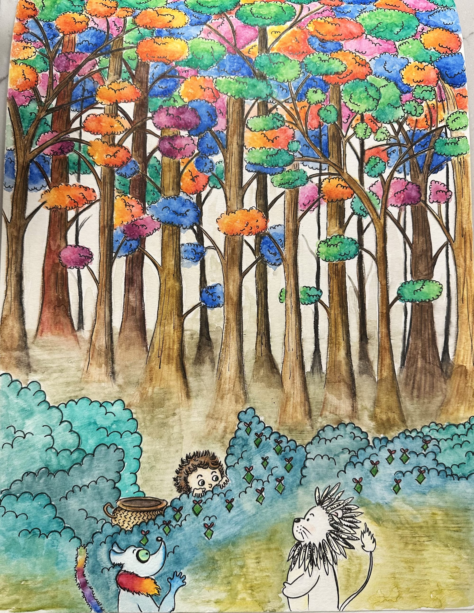 Watercolor book illustration