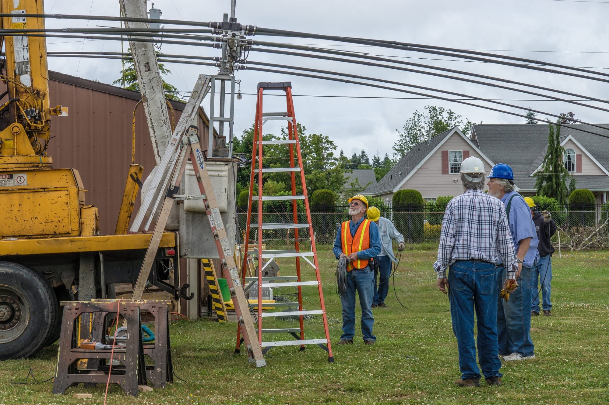 Setting up one of the Field Day antennas