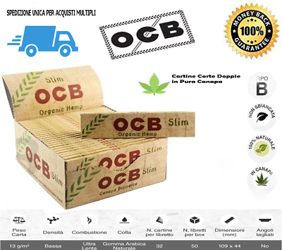 CARTINE OCB ORGANIC HEMP CORTE CANAPA BIOLOGICA CONFEZIONE DA 50 LIBRETTI