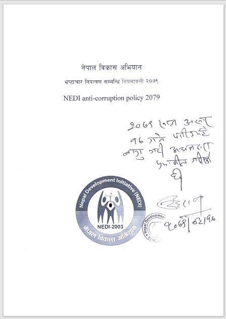 NEDI -anti-corruption policy 2079