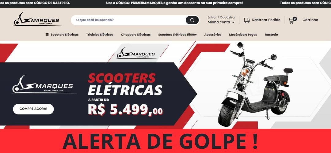 ALERTA GOLPE! Sites fraudulentos utilizando o nome da empresa Marques Motos vendendo motos elétricas.
