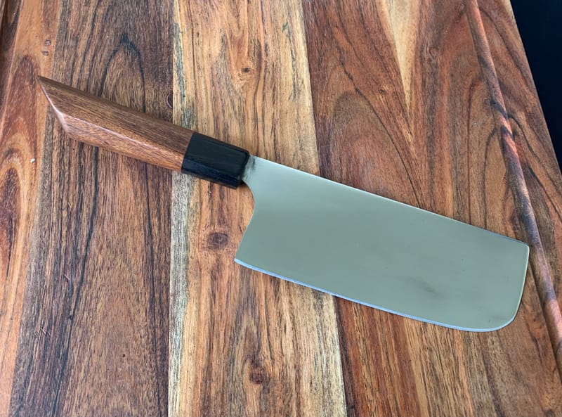 Nakiri 1080 high carbon kitchen knife. Warp Ironworks inc Cut Above