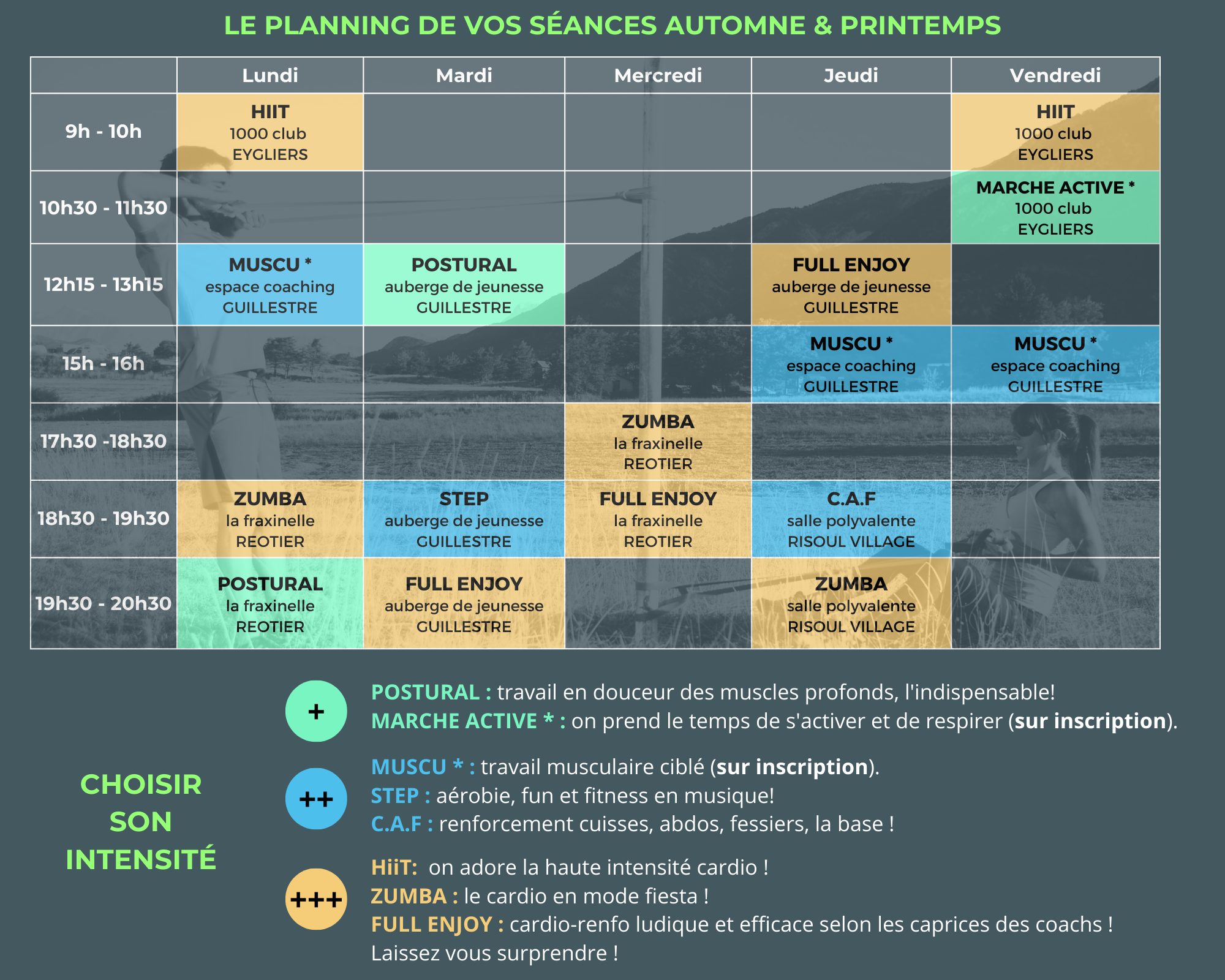 PLANNING AUTOMNE & PRINTEMPS