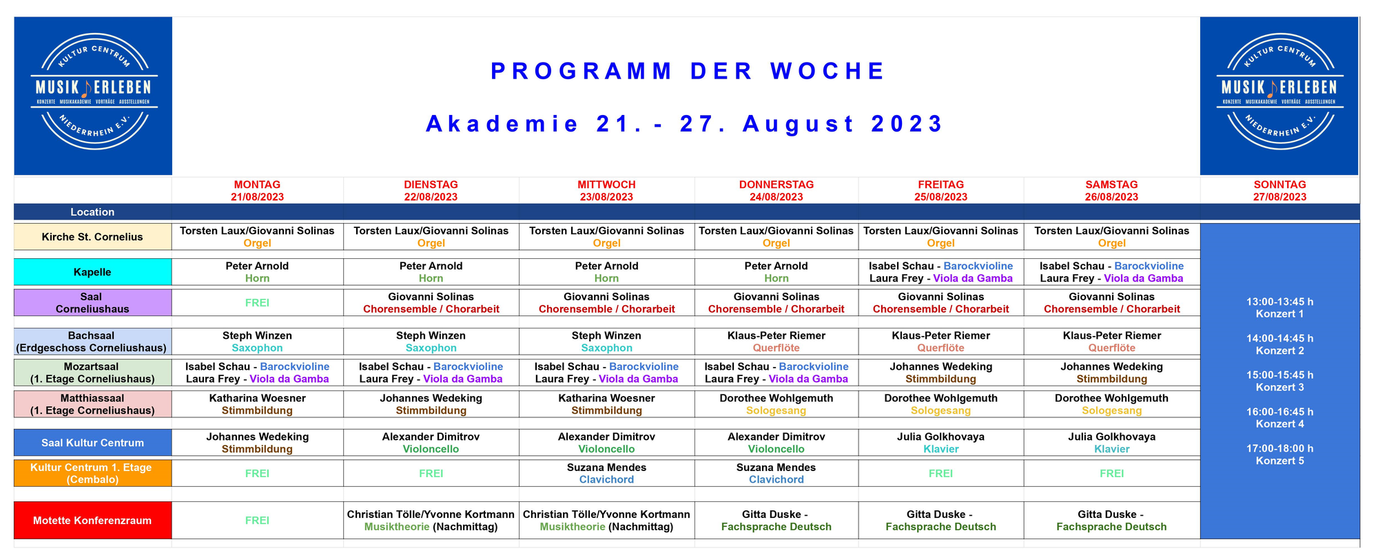 PROGRAMM DER WOCHE (Räume)