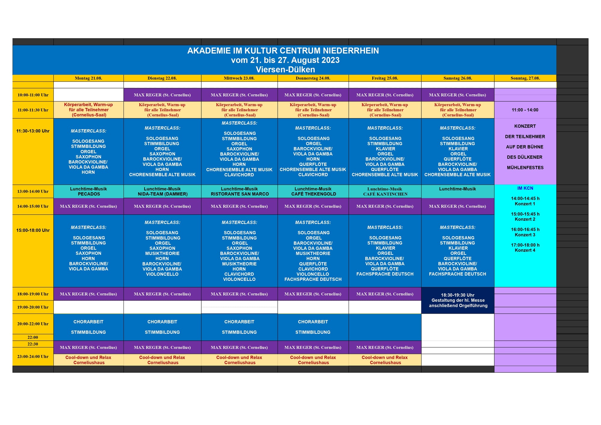 PROGRAMM DER WOCHE (Uhrzeiten)