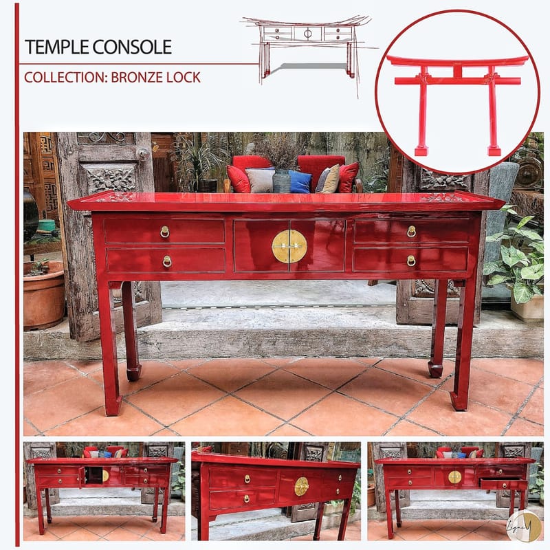 Table Console-Lacquer Red