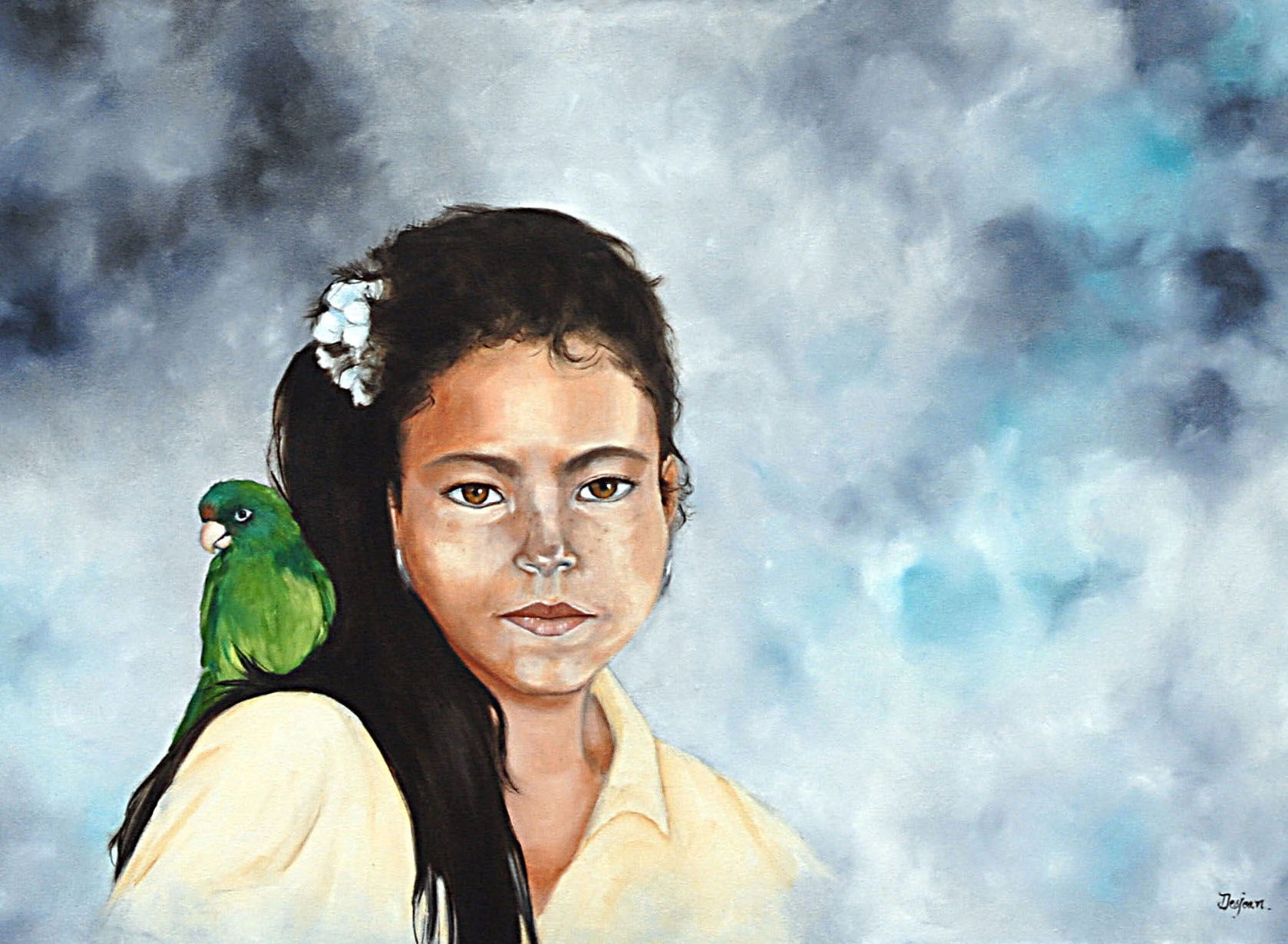 Jeune Mexicaine au perroquet
