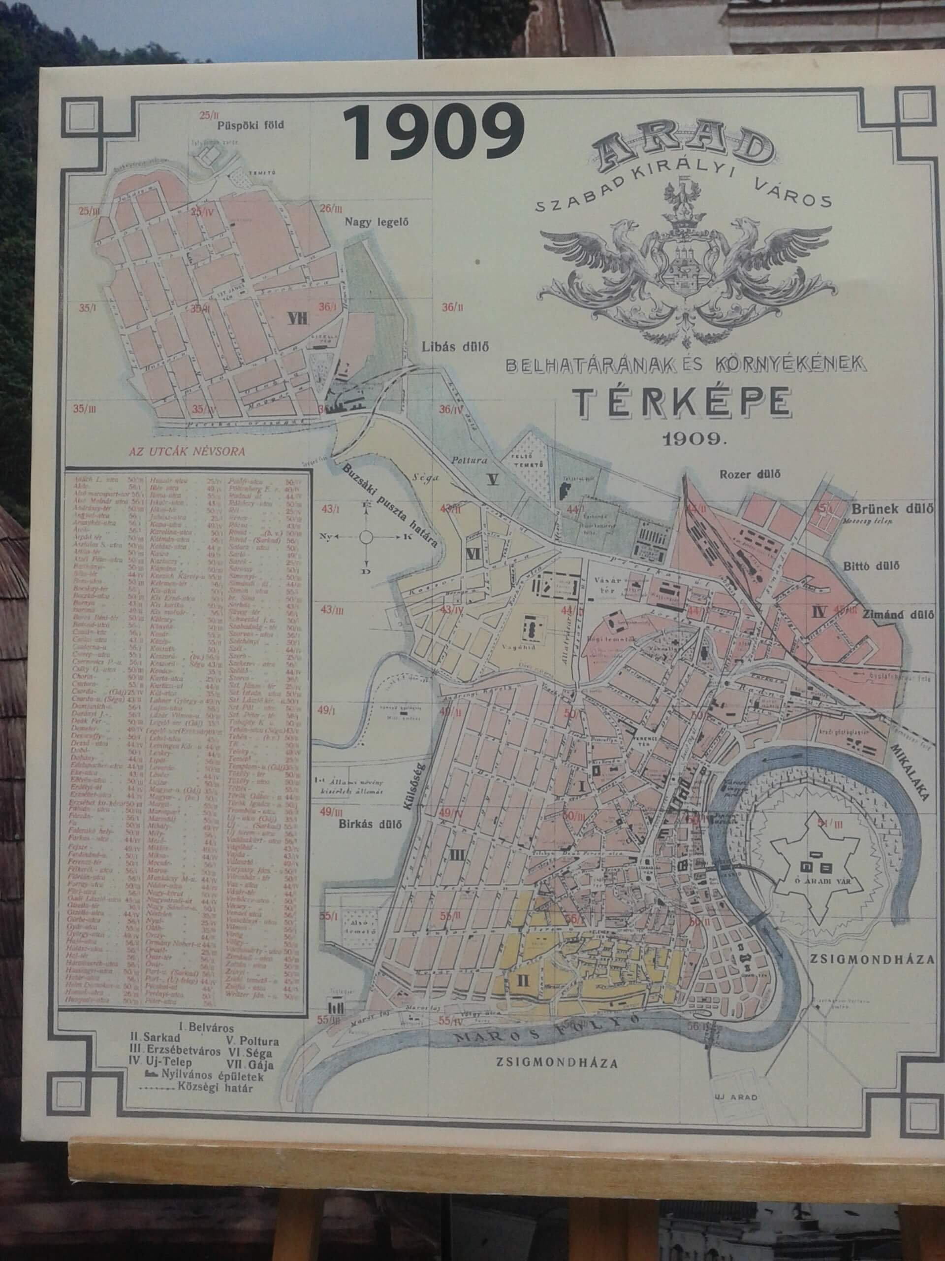 Harta Aradului la 1909
