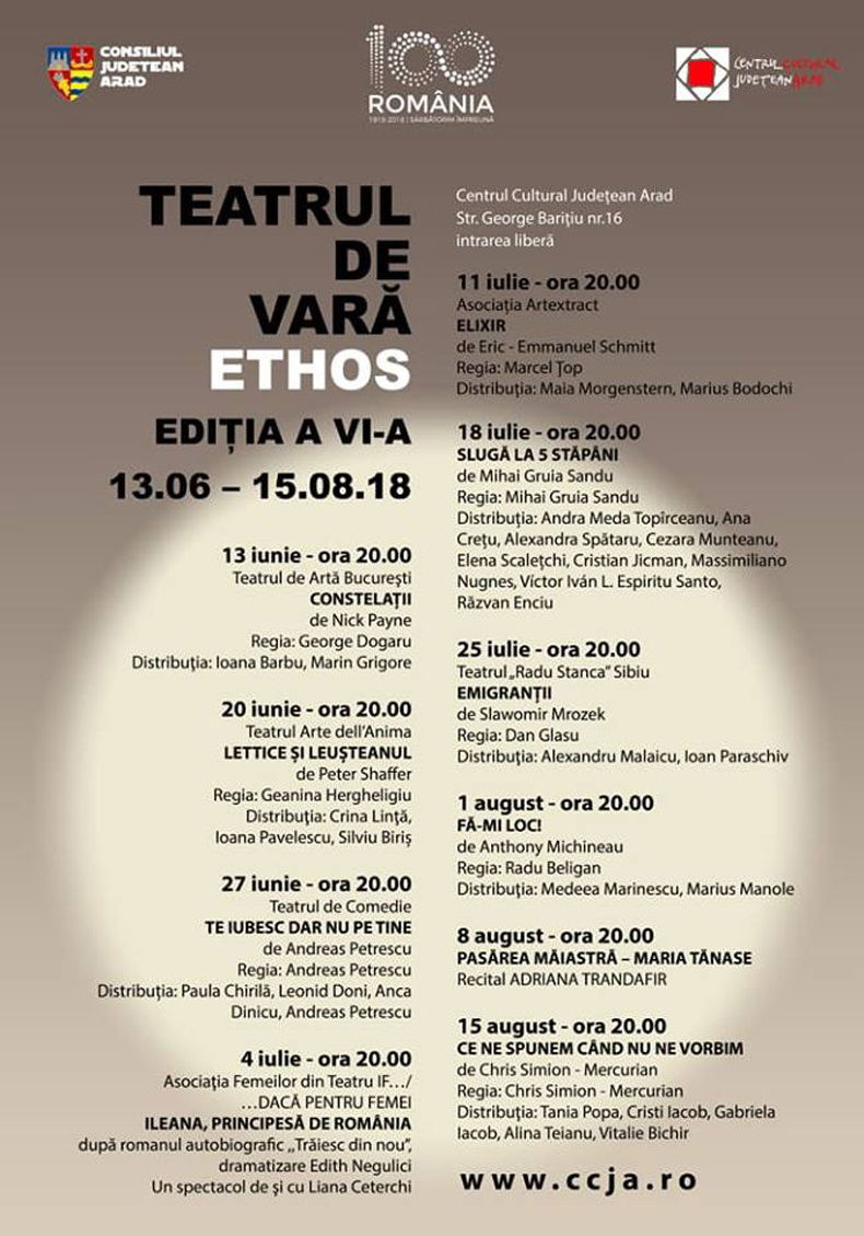 SPECTACOLELE LUNII IULIE LA TEATRUL DE VARĂ "ETHOS"