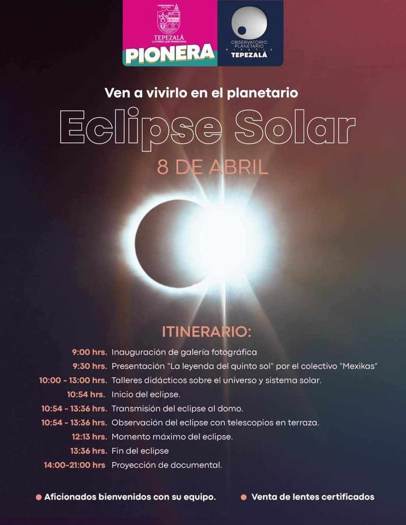 Eclipse Solar Obserbatorio planetario Hipatia Tepezala