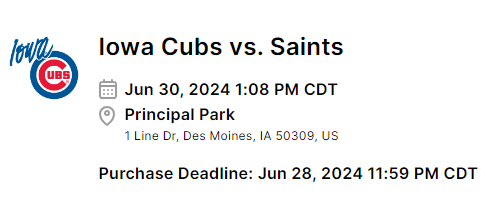 Iowa Cubs Baseball Game