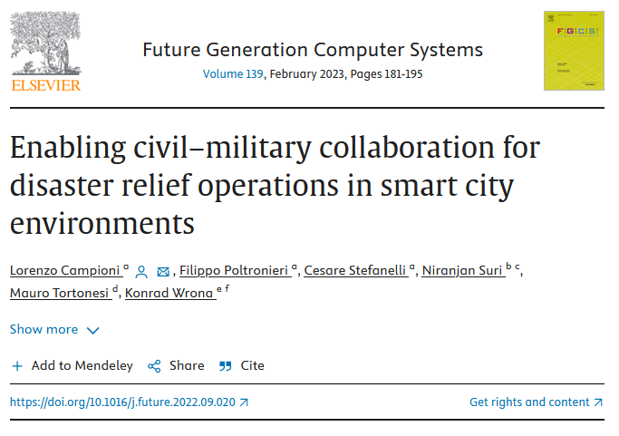 Enabling civil–military collaboration for disaster relief operations in smart city environments