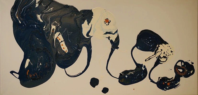 “ Blue elephant” oil on canvas , 50x100cm.