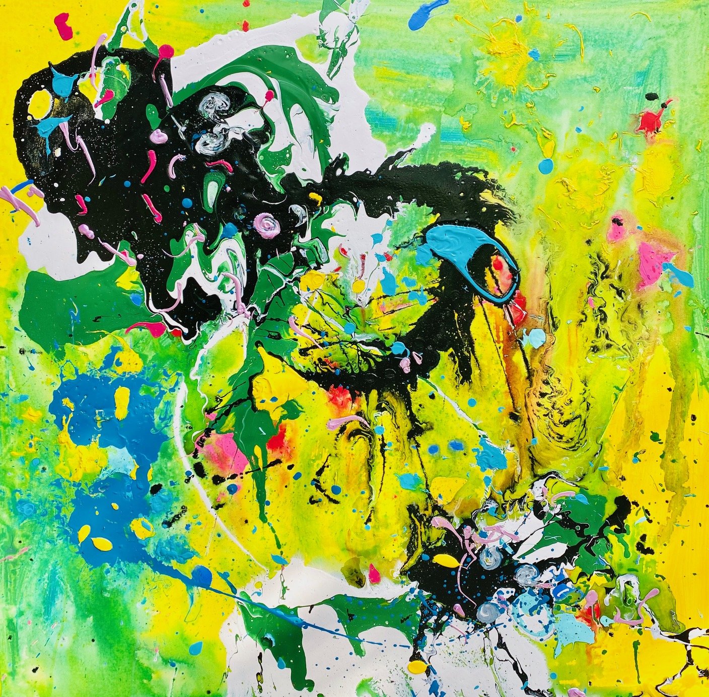 “Bee” mixed technique on canvas , 100x100cm.