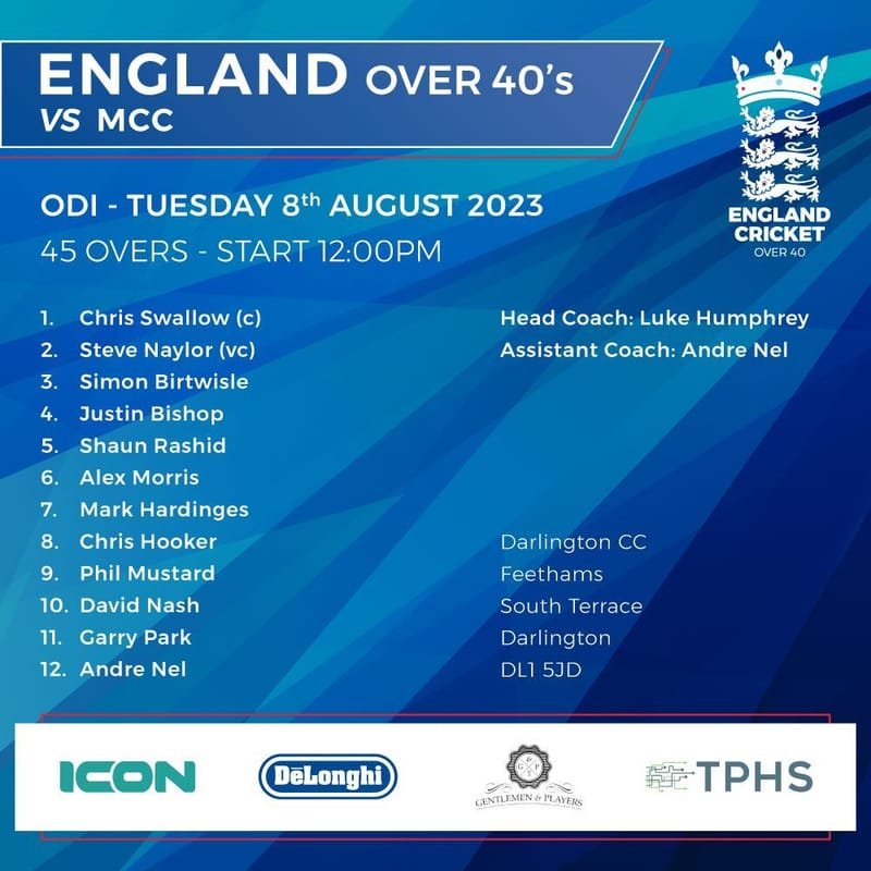 England Over 40s v MCC