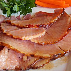 Apricot glazed baked ham