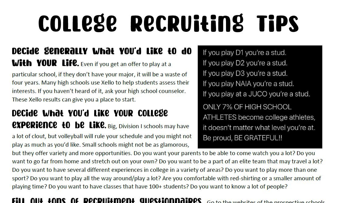 College Recruiting Tips