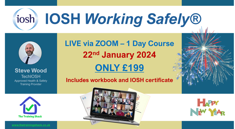 IOSH Working Safely® - January LIVE via ZOOM - £199