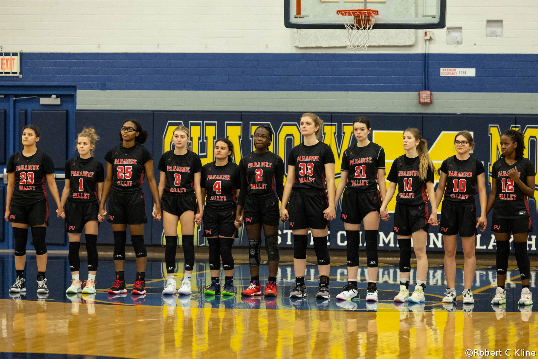 Paradise Valley Girls Basketball stands for the National Anthem.