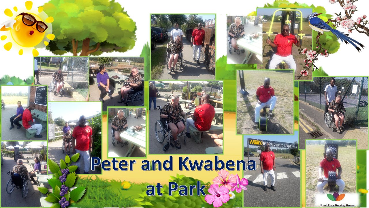Kwabena and Peter at Park.....With some Exercise and Coffee