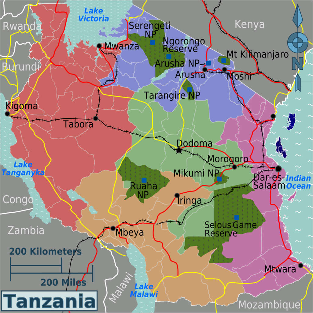 The regions of Tanzania
