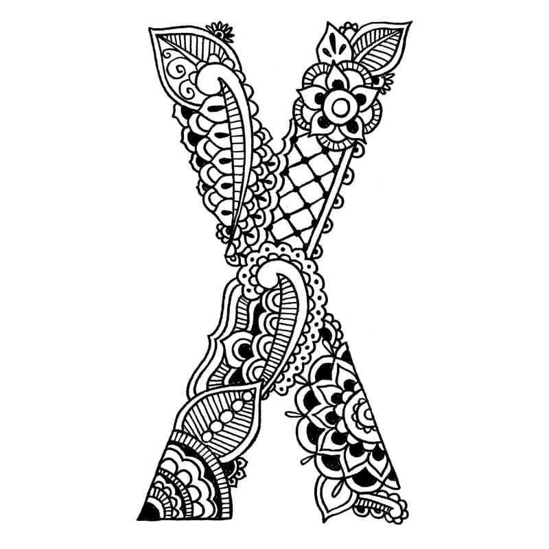 Henna alphabet and henna designs