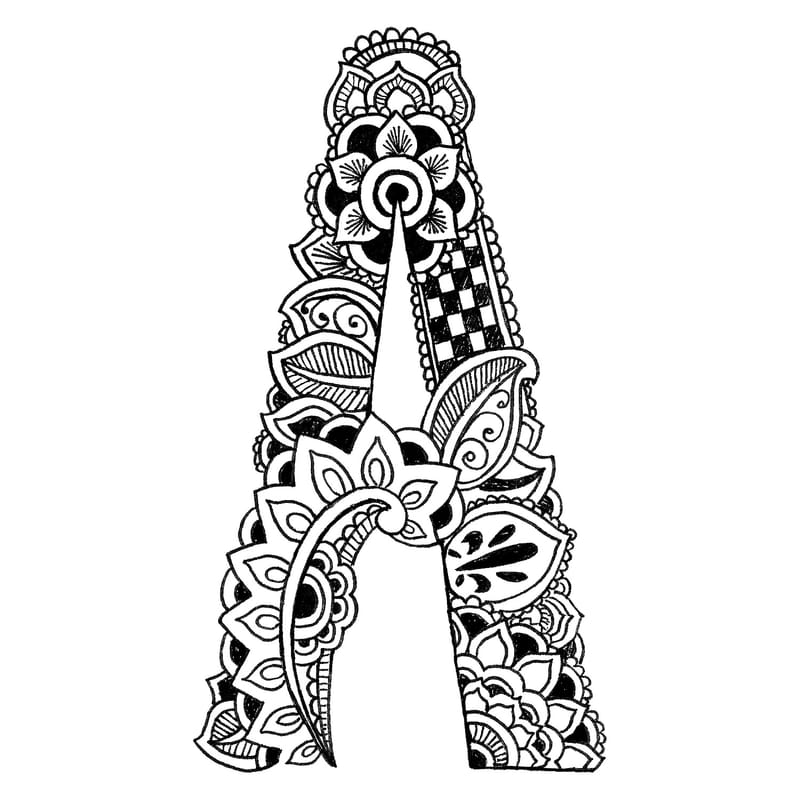 Henna Alphabet Coloring Book