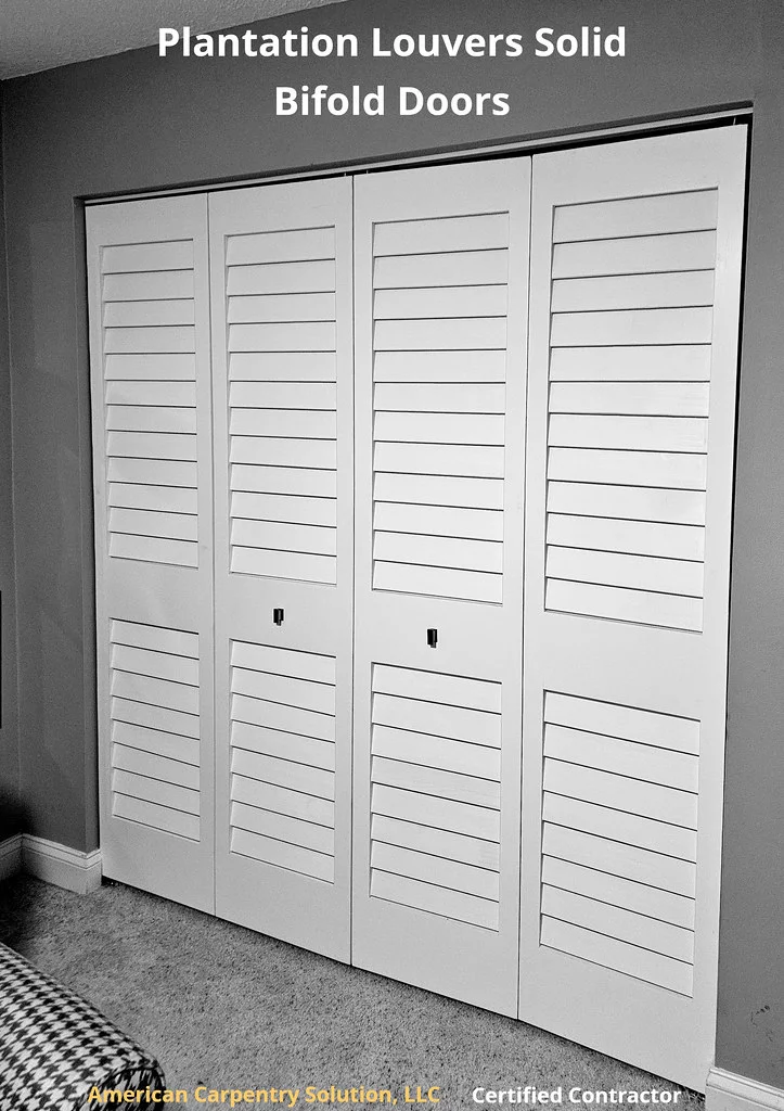 SOLID PLANTATION LOUVERED DOUBLE BIFOLDS DOORS AMERICAN CARPENTRY