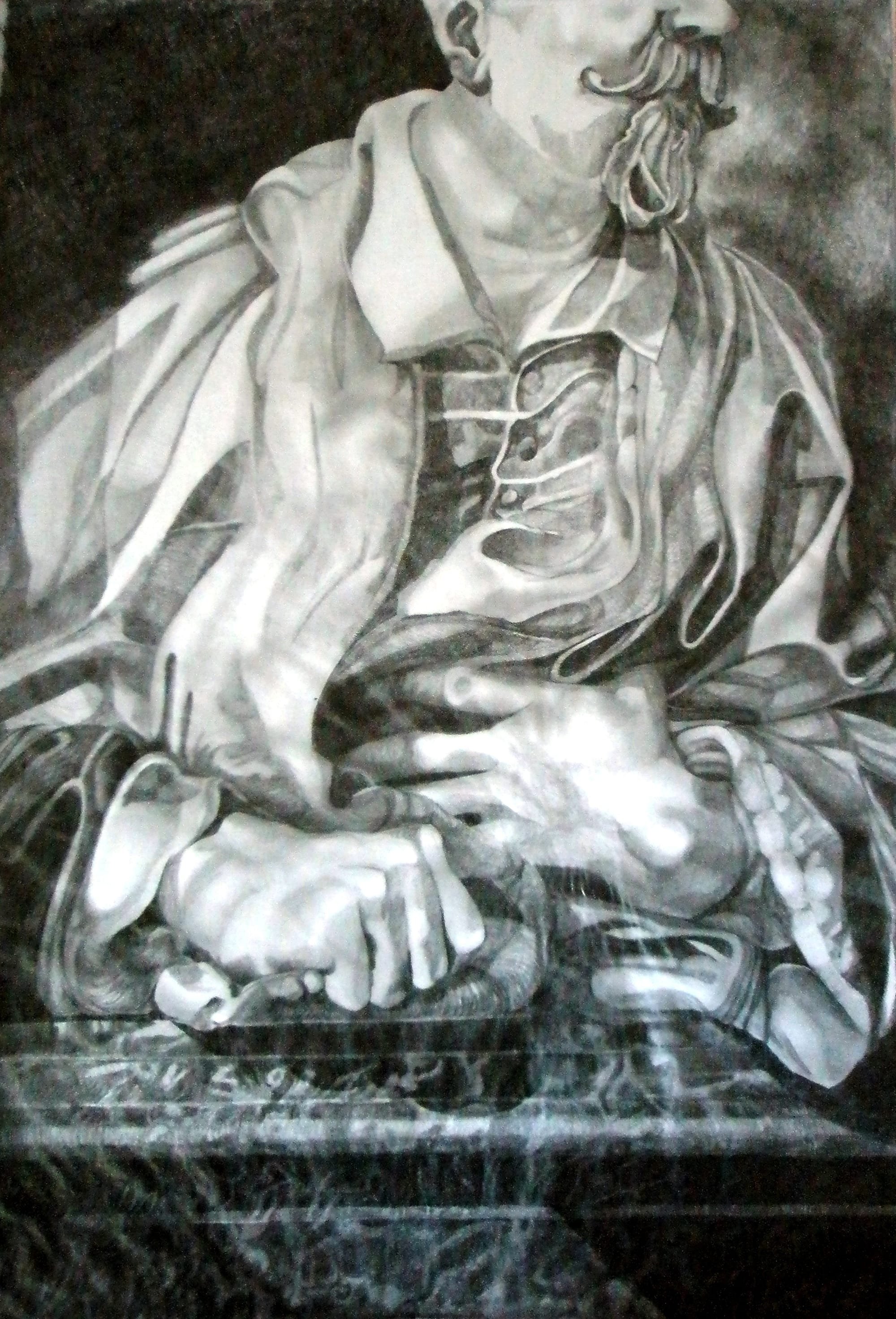 Pencil and Tissue paper study, 420 x 600mms, included in a solo exhibition in Rome, Italy