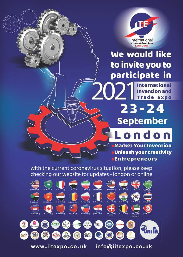دعوة للمشاركة عبر النت في  المعرض الدولي  للابتكارات المنعقد في الفترة من23 – 24 سبتمبر  2021 في لندن – المملكة المتحدة