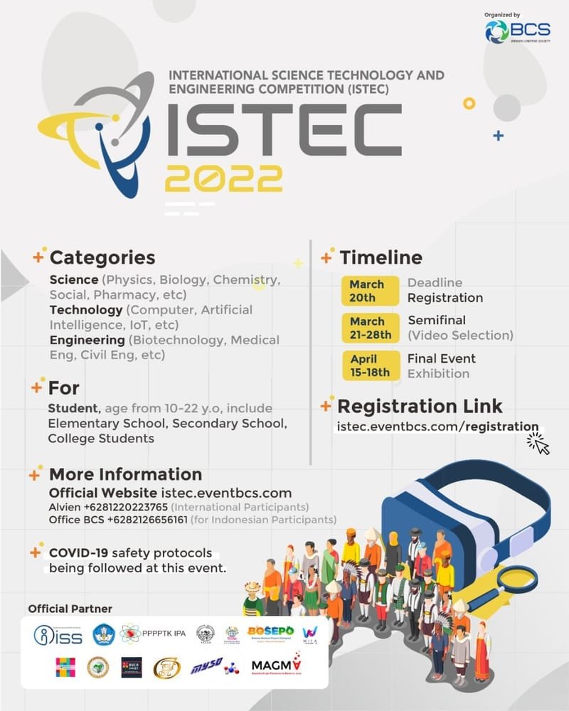 دعوة للمشاركة  العلمية الدولية  للتكنولوجيا والهندسة  في اندونيسيا للعام 2022.