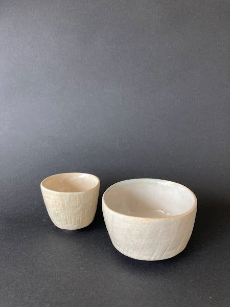 CHAWAN blanc cendre - 26 & YUNOMI blanc cendre -1 (Disponible)