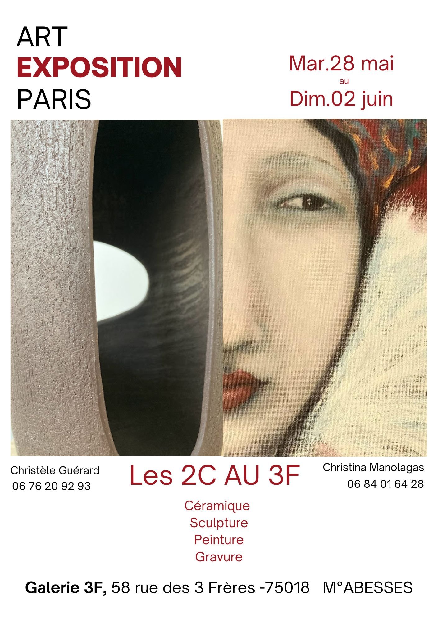 EXPOSITION PARIS Abbesses, "Les 2 C au 3F", mar. 28 mai > dim. 2 juin