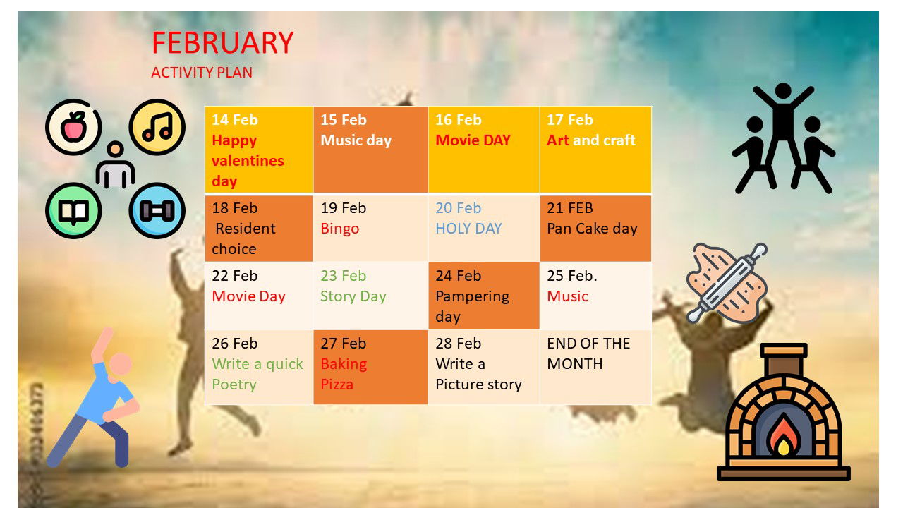 February Activity Plan chart