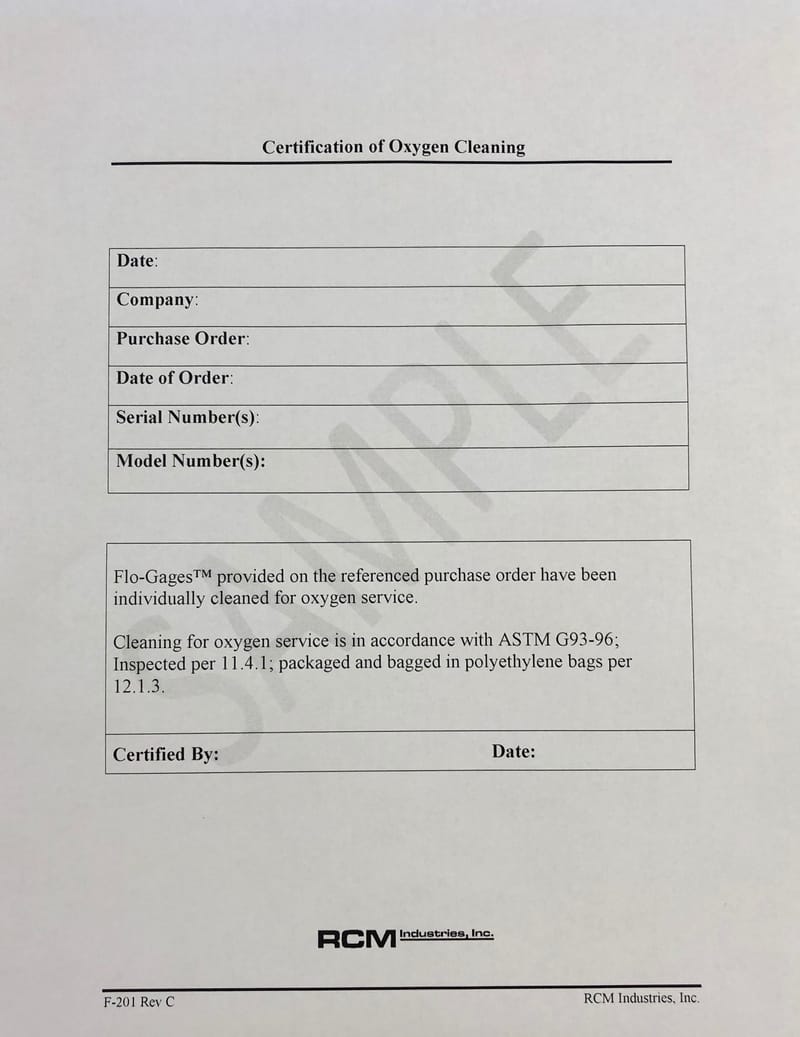 Oxygen Cleaning Service RCM Industries, Inc.