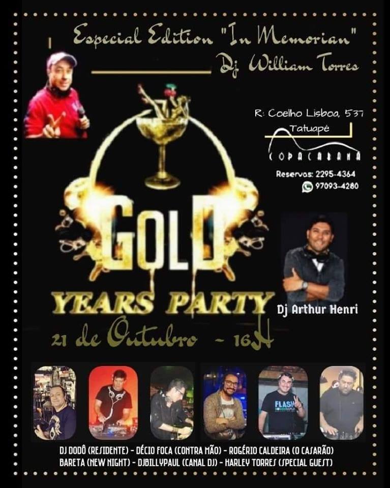 Gold Years Party Especial (Homenagem ao DJ William Torres) - Copacabana Bar